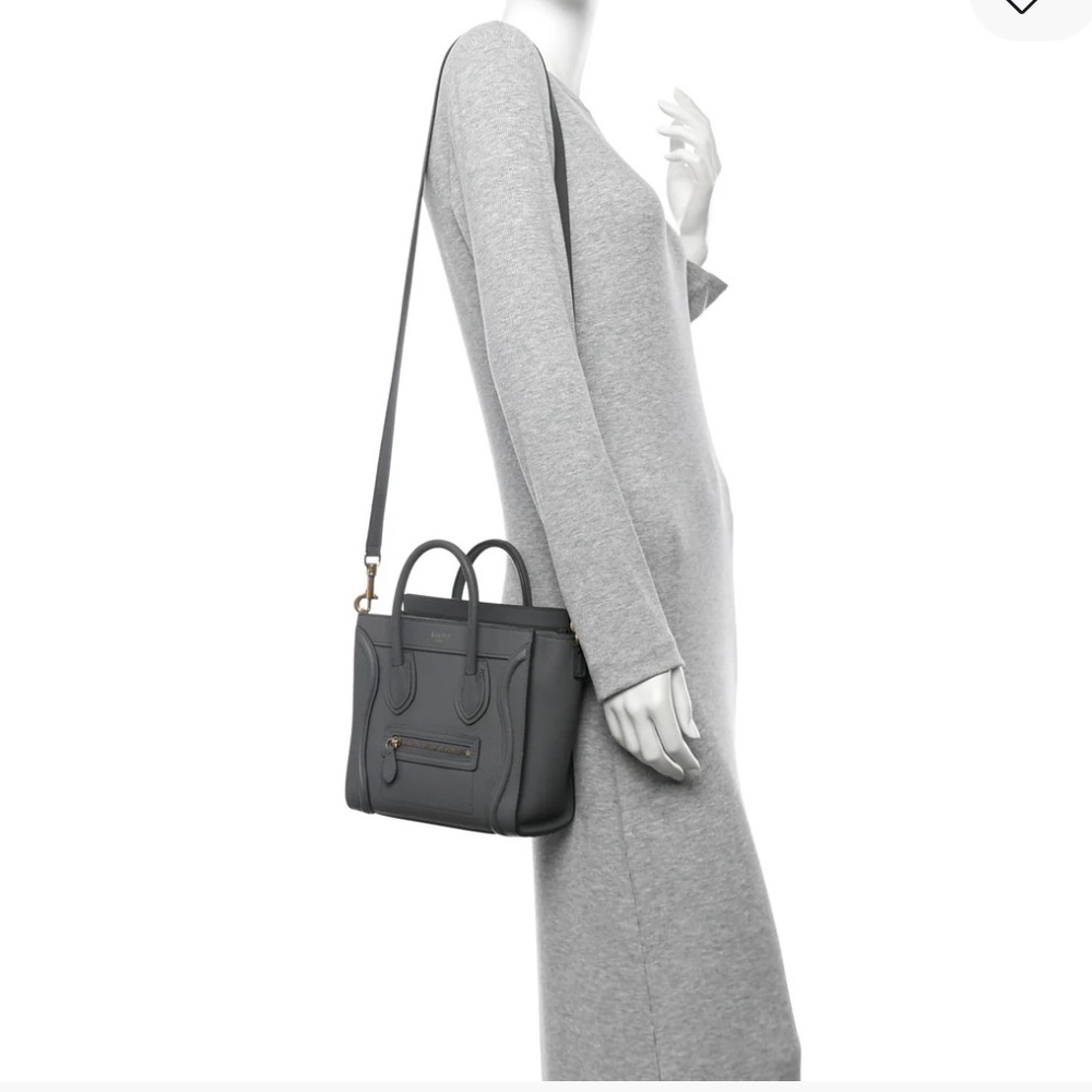 Celine Charcoal Leather Satchel - Picture 2 of 4